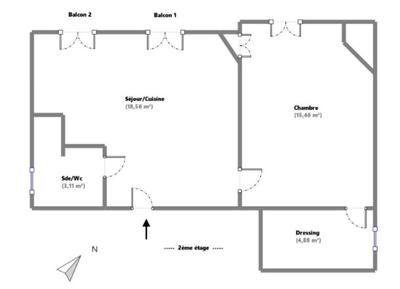 Appartement - 42 m² - 2 pièces