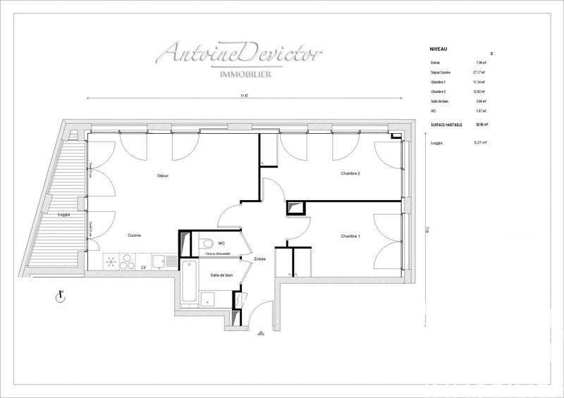 Appartement - 69 m² - 3 pièces