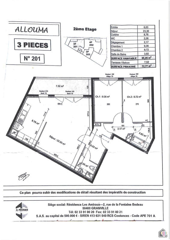 Appartement - 65 m² - 3 pièces