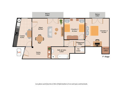 Appartement - 72 m² - 3 pièces