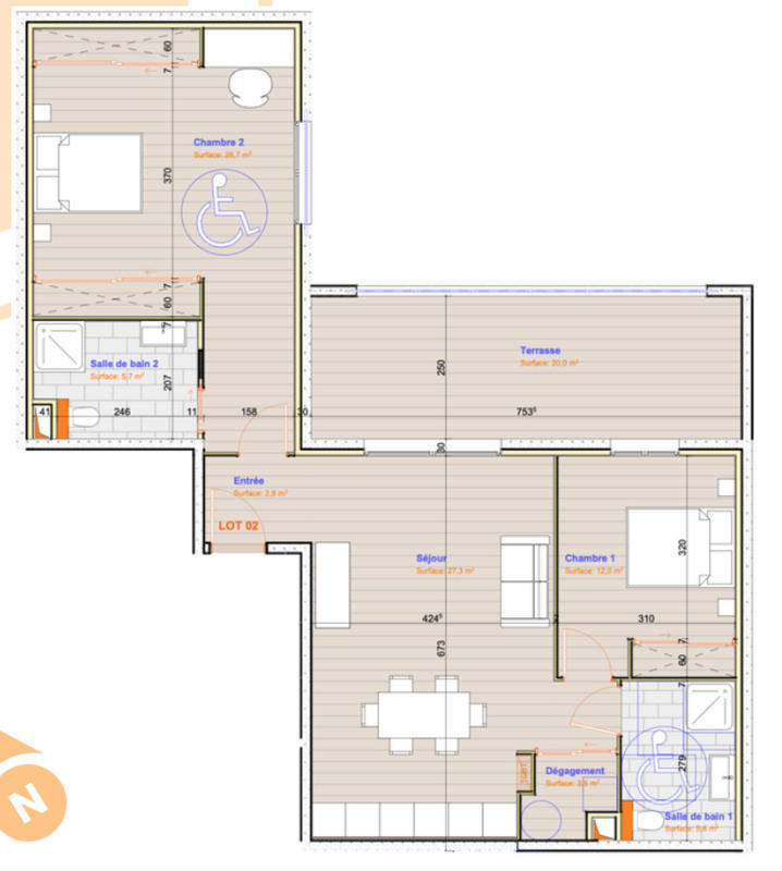 Appartement - 84 m² - 3 pièces