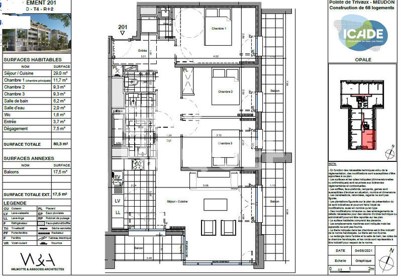 Appartement - 80 m² - 4 pièces