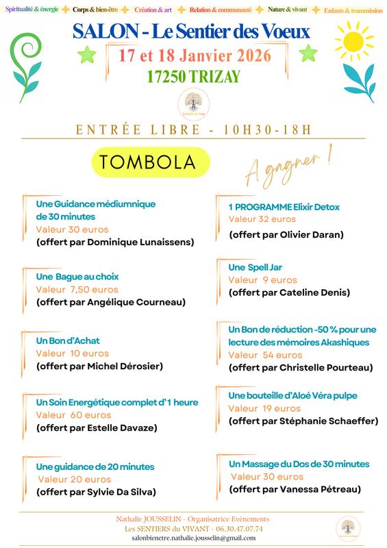 Salon 17 et 18 Janvier 2026 -17250 Trizay-Salon: le sentier des Voeux -Corps &amp; bien‑être,Spiritualité &amp; médecines douces