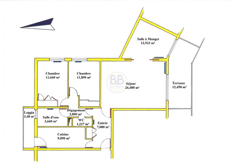 Appartement - 87 m² - 3 pièces