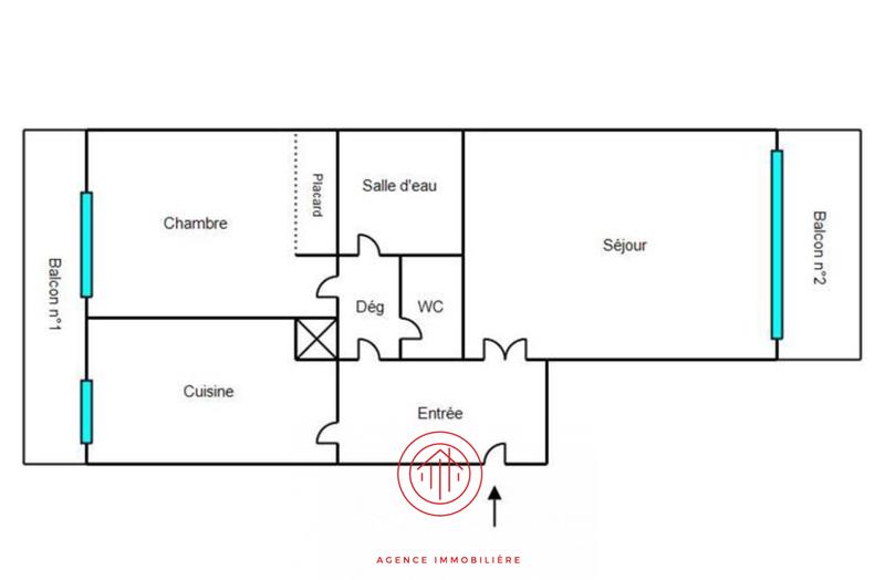 Appartement - 50 m² - 2 pièces