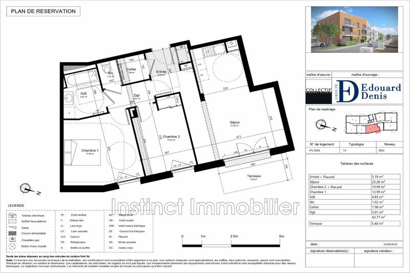 Appartement - 64 m² - 3 pièces