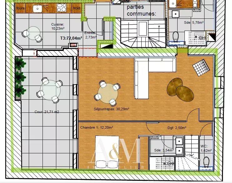 Duplex - 80 m² - 3 pièces
