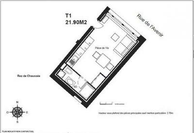 Studio - 22 m² - 1 pièce