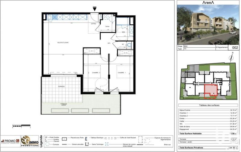 Appartement - 76 m² - 3 pièces