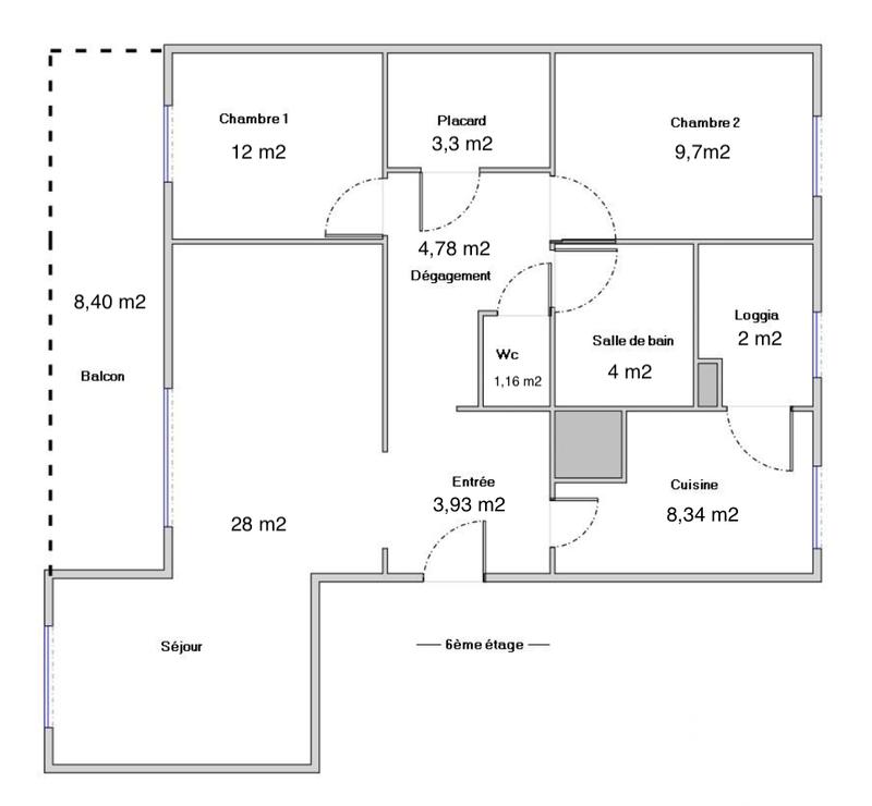 Appartement - 77 m² - 3 pièces