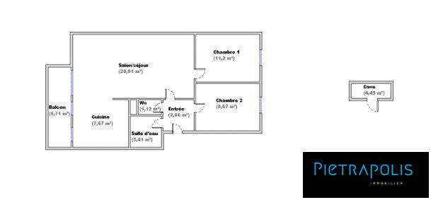 Appartement - 57 m² - 3 pièces