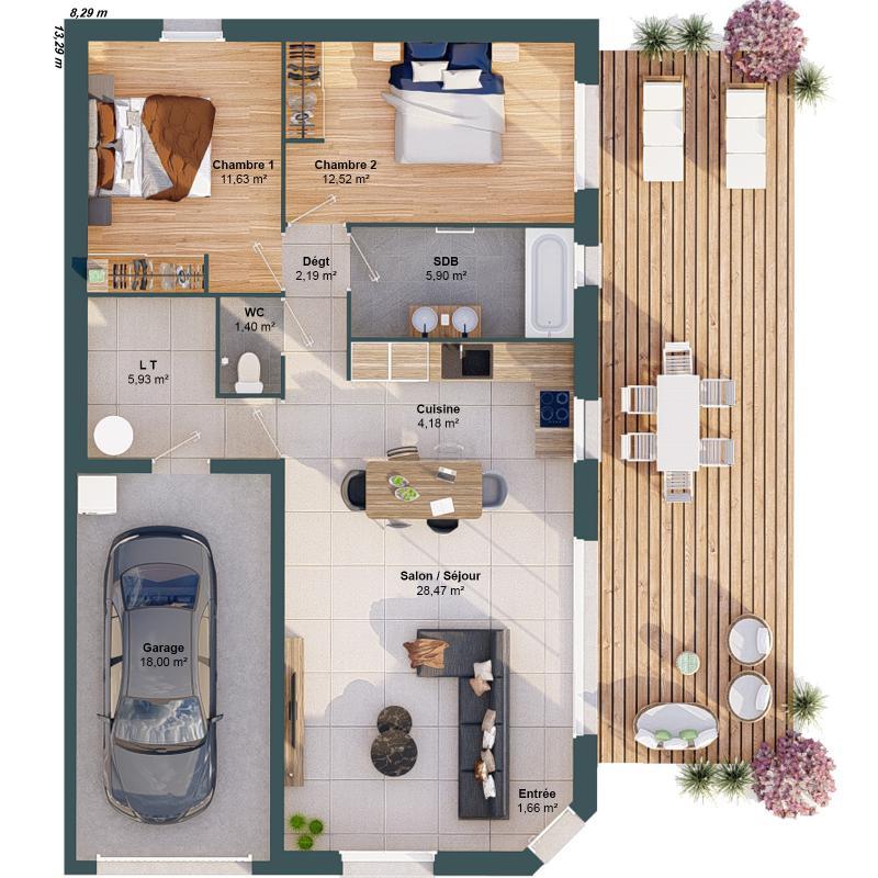 Maison - 74 m² - 4 pièces