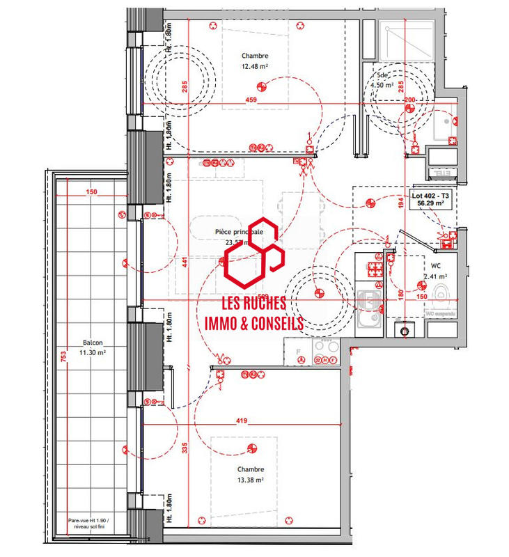 Appartement - 57 m² - 3 pièces