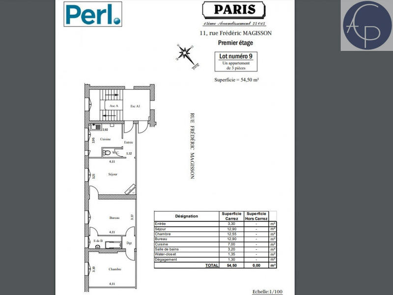 Appartement - 55 m² - 3 pièces