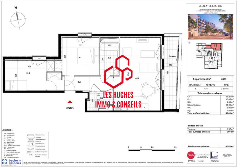 Appartement - 61 m² - 3 pièces