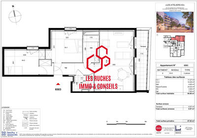 Appartement - 61 m² - 3 pièces