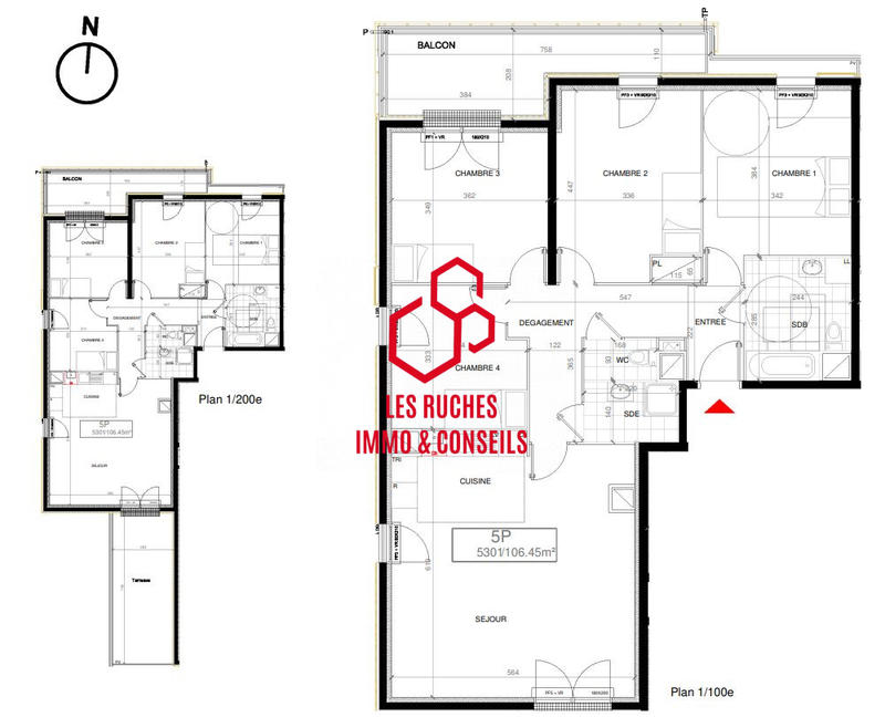 Appartement - 106 m² - 5 pièces