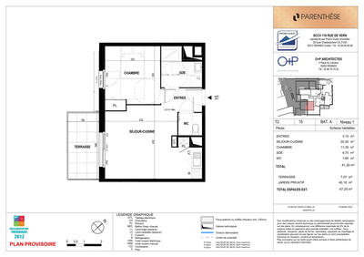 Appartement - 41 m² - 2 pièces