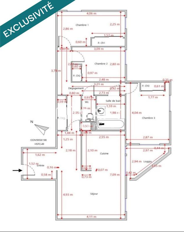 Appartement - 77 m² - 3 pièces