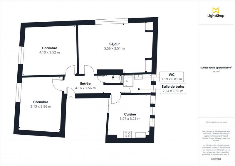 Appartement - 63 m² - 3 pièces