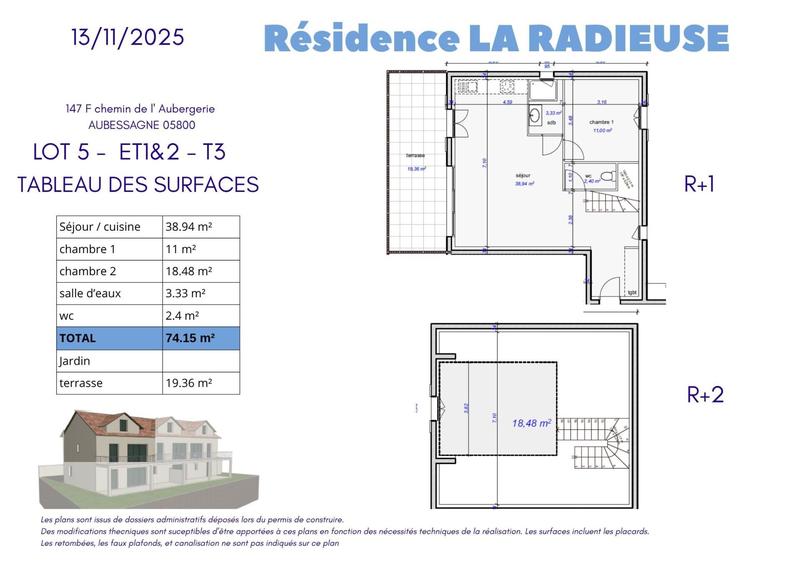 Duplex - 74 m² - 3 pièces