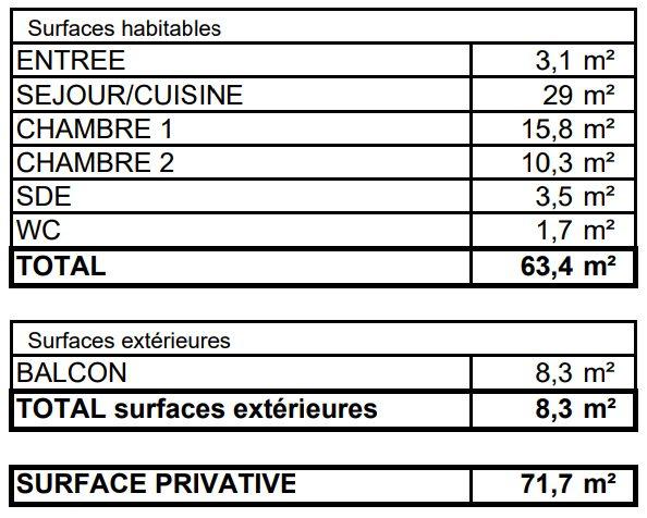 Appartement - 65 m² - 3 pièces