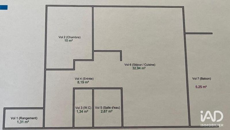 Appartement - 57 m² - 2 pièces