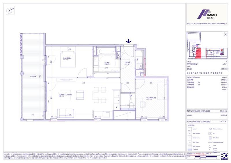 Appartement - 60 m² - 3 pièces