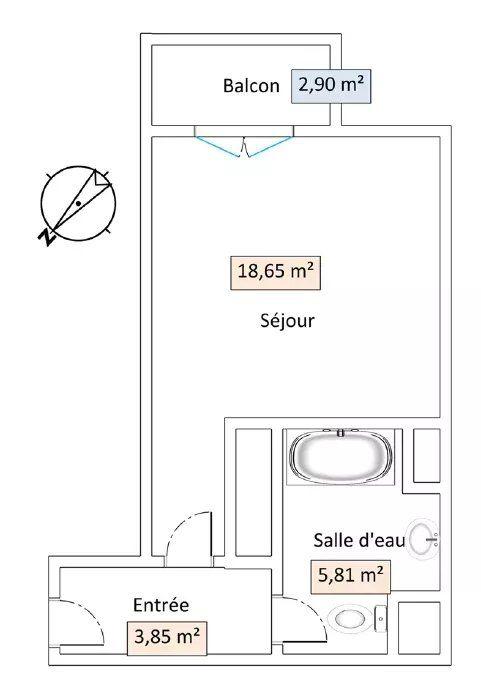 Appartement - 28 m² - 1 pièce