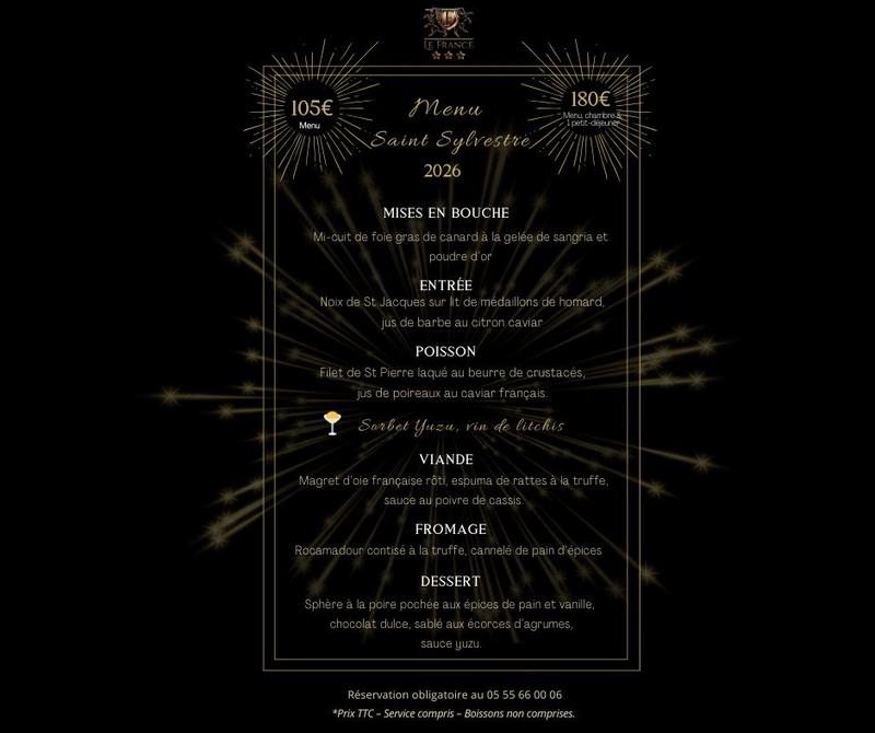 Réveillon de la Saint Sylvestre - Hôtel Restaurant le France