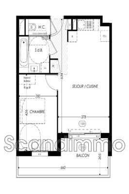 Appartement - 43 m² - 2 pièces