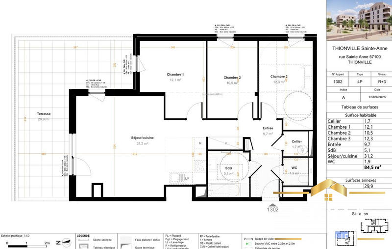Appartement - 83 m² - 4 pièces