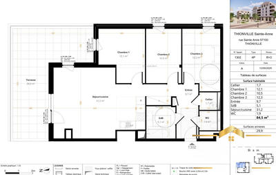 Appartement - 83 m² - 4 pièces