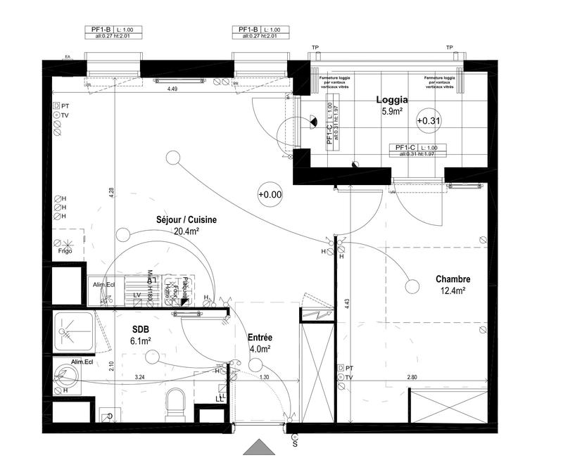 Appartement - 43 m² - 2 pièces