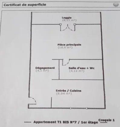 Appartement - 36 m² - 1 pièce