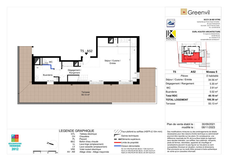 Duplex - 106 m² - 5 pièces