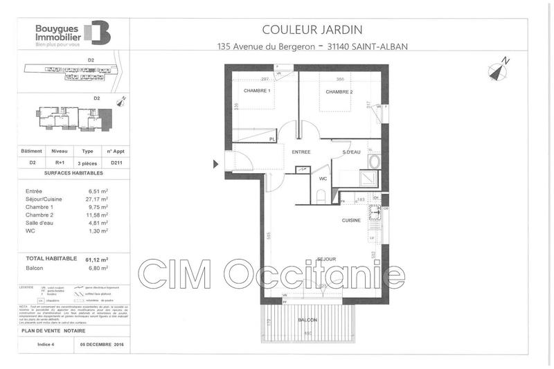 Appartement - 61 m² - 3 pièces