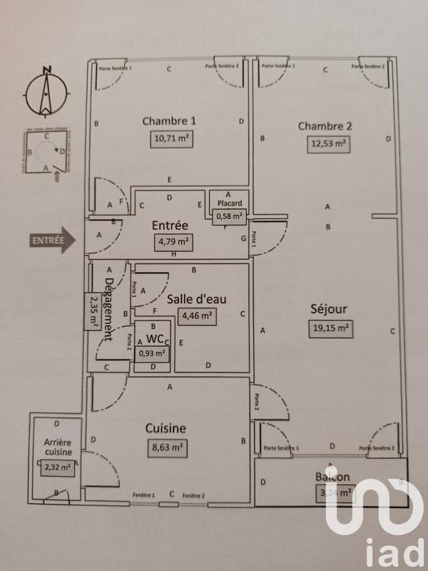 Appartement - 64 m² - 3 pièces