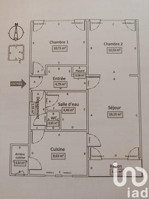 Appartement - 64 m² - 3 pièces