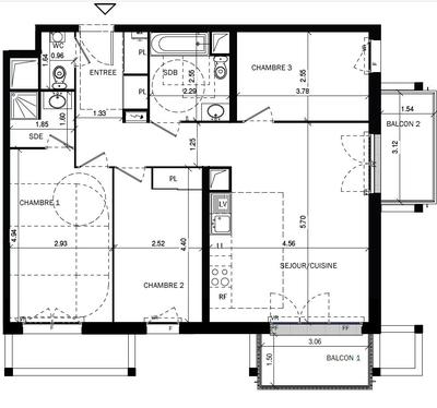 Appartement - 80 m² - 4 pièces