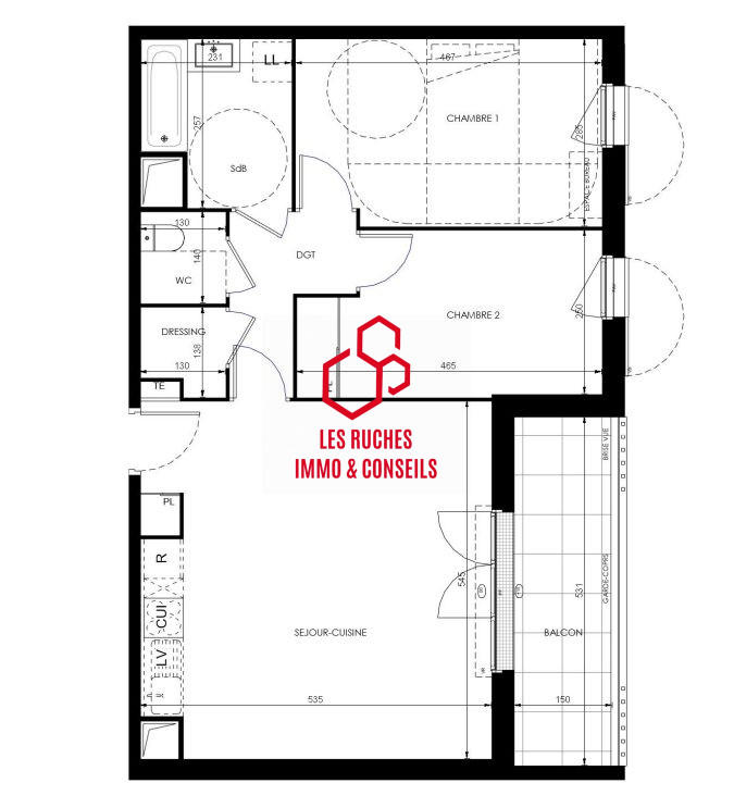 Appartement - 65 m² - 3 pièces