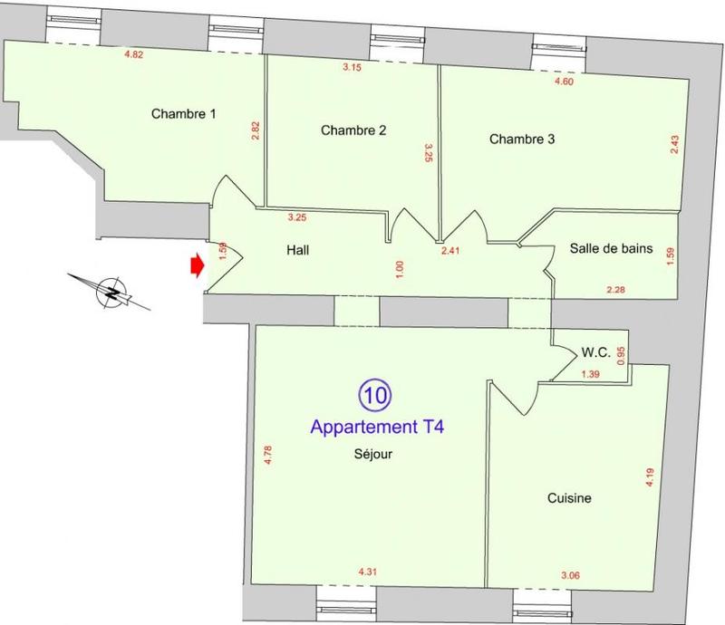 Appartement - 80 m² - 4 pièces