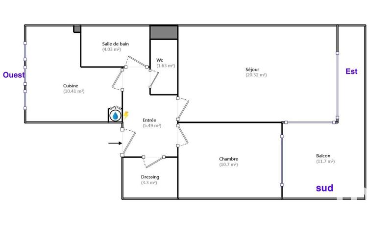 Appartement - 56 m² - 2 pièces