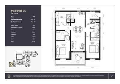 Appartement - 74 m² - 3 pièces