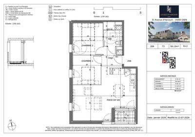 Appartement - 59 m² - 3 pièces