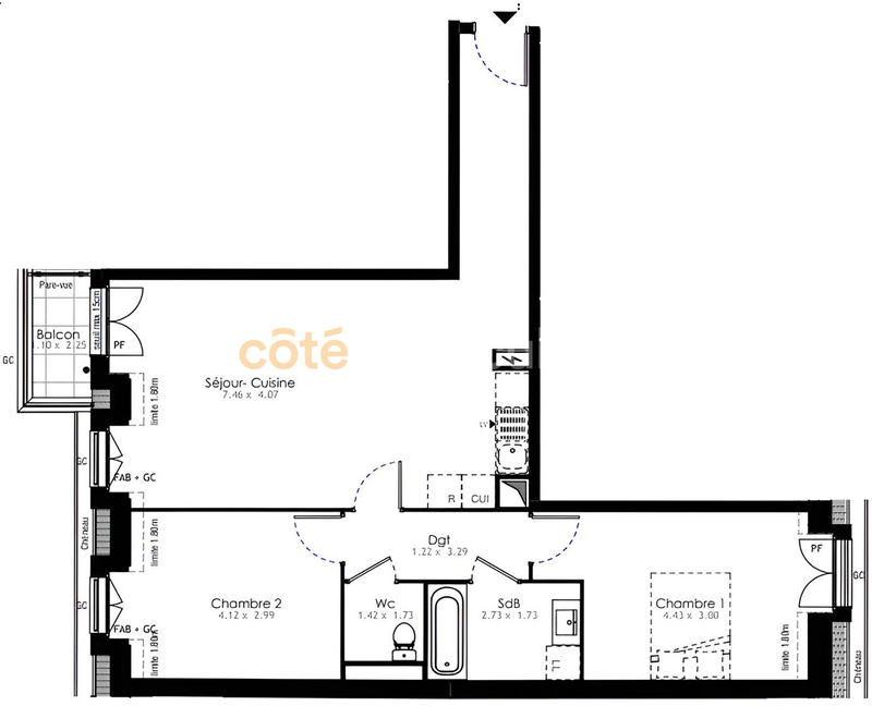 Appartement - 72 m² - 3 pièces