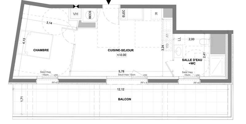 Appartement - 38 m² - 2 pièces