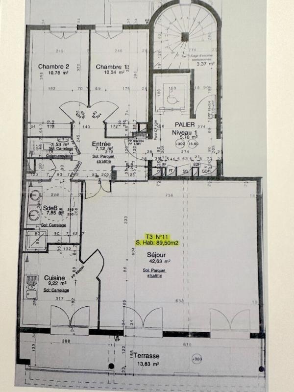 Appartement - 89 m² - 3 pièces