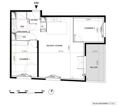 Appartement - 69 m² - 3 pièces