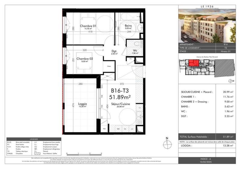 Appartement - 51 m² - 2 pièces